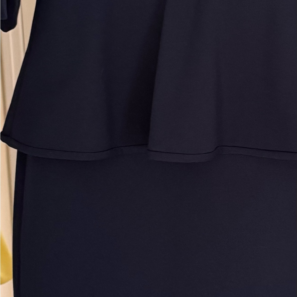 LIKE NEW Calvin Klein Midnight Blue Peplum Dress with Gold Zipper - Picture 10 of 13